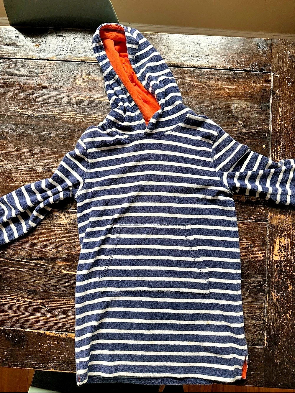 Mini Boden Towelling Hooded Beach Cover-Up, Striped, unisex 8-9Y